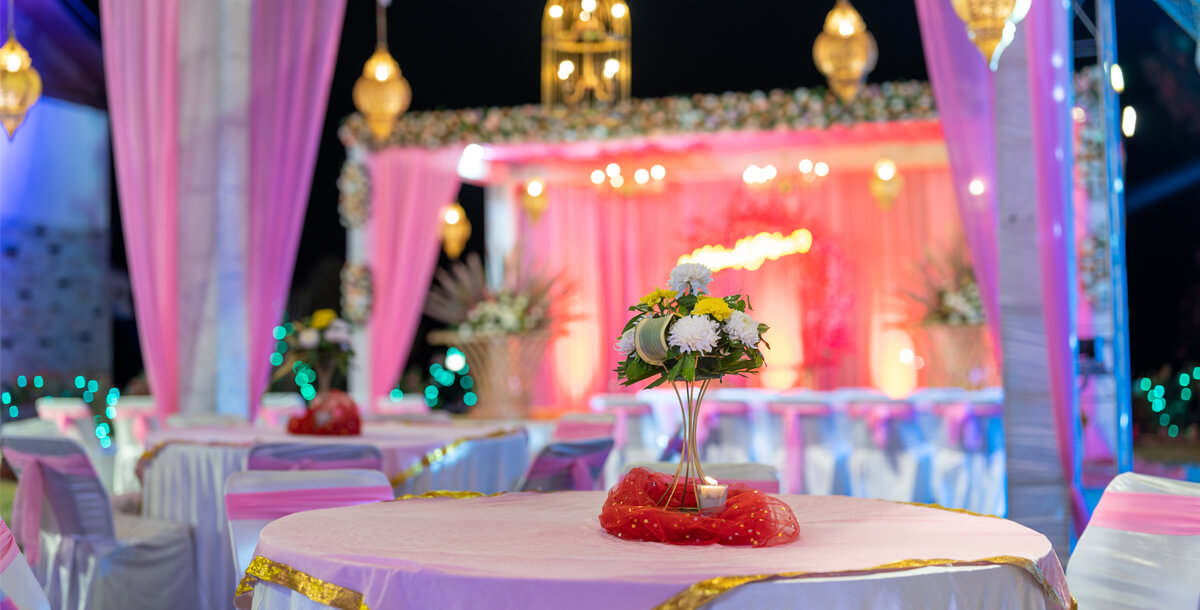 decorated table from destination wedding in shimla